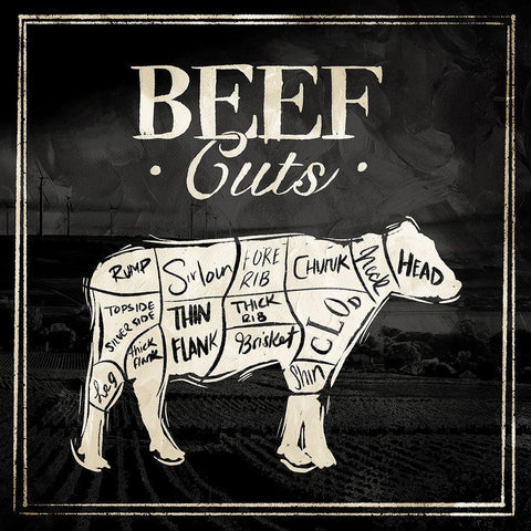 Beef Cuts Gold Ornate Wood Framed Art Print with Double Matting by Villa, Mlli