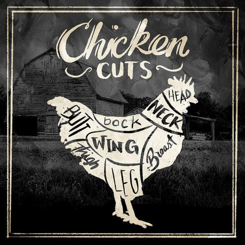 Chicken Cuts Black Ornate Wood Framed Art Print with Double Matting by Villa, Mlli