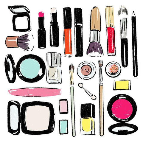 Some More Make Up Tools White Modern Wood Framed Art Print with Double Matting by Villa, Mlli