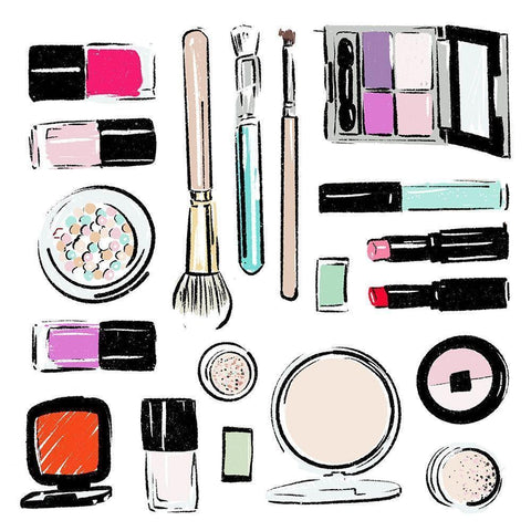 Extra Make Up Tools White Modern Wood Framed Art Print by Villa, Mlli