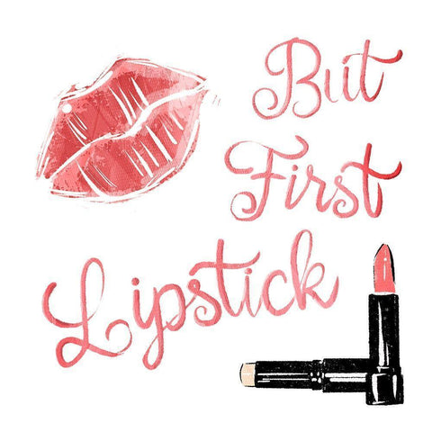 But First Lipstick Black Modern Wood Framed Art Print by Villa, Mlli