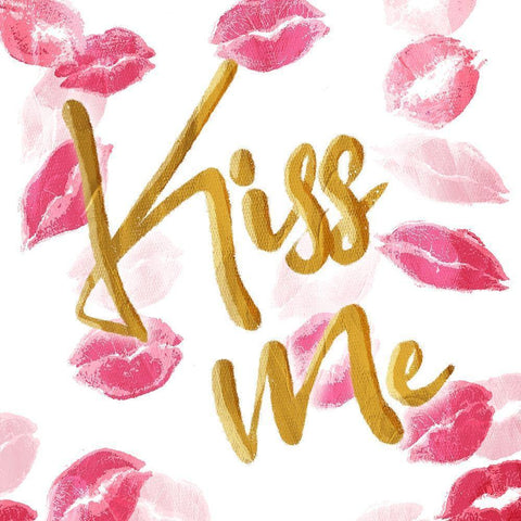 Kiss Me Black Modern Wood Framed Art Print by Villa, Mlli