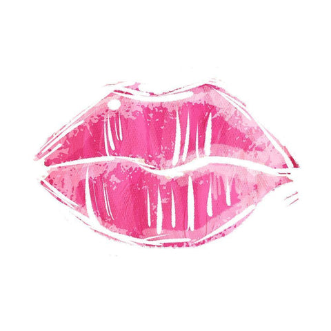 Pink Lips White Modern Wood Framed Art Print with Double Matting by Villa, Mlli