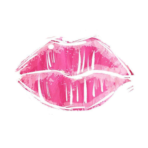 Pink Lips White Modern Wood Framed Art Print by Villa, Mlli