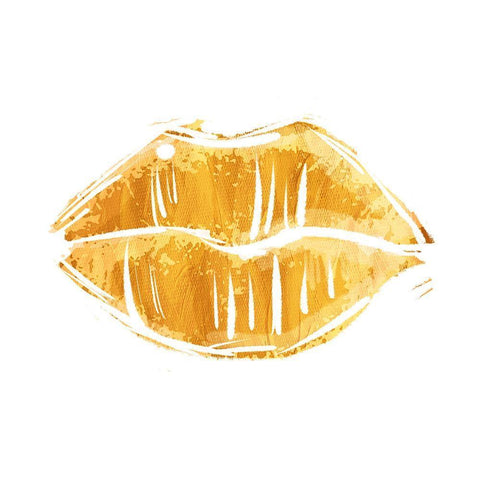 Gold Lips White Modern Wood Framed Art Print with Double Matting by Villa, Mlli