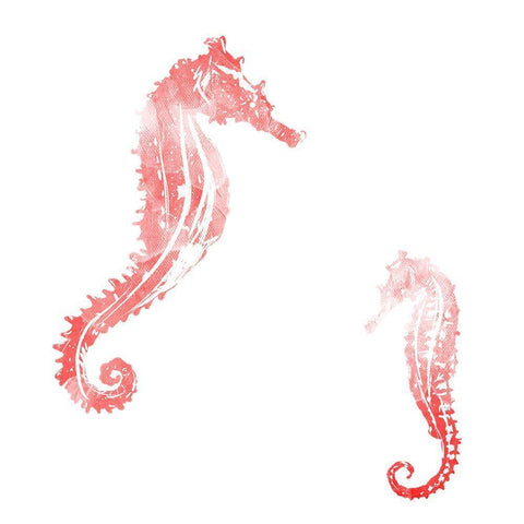 Horses In The Sea Coral White Modern Wood Framed Art Print with Double Matting by Villa, Mlli