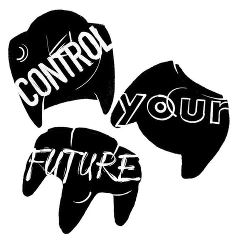 Control Your Future White Modern Wood Framed Art Print by Villa, Mlli