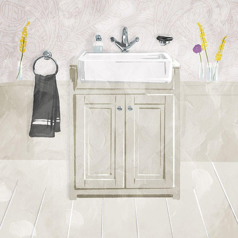 Sink Florals White Modern Wood Framed Art Print with Double Matting by Villa, Mlli