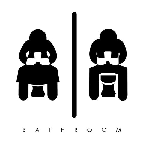 Sitting Bathroom Time Black Modern Wood Framed Art Print with Double Matting by Villa, Mlli