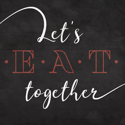 Lets Eat Together Black Ornate Wood Framed Art Print with Double Matting by Villa, Mlli
