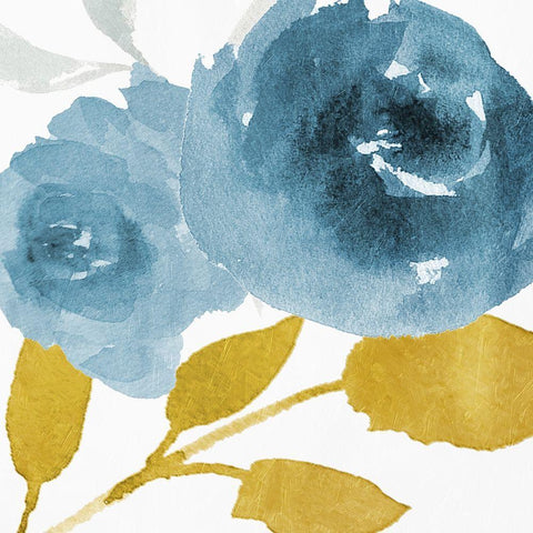 Floral blues Mate Black Modern Wood Framed Art Print by Villa, Mlli