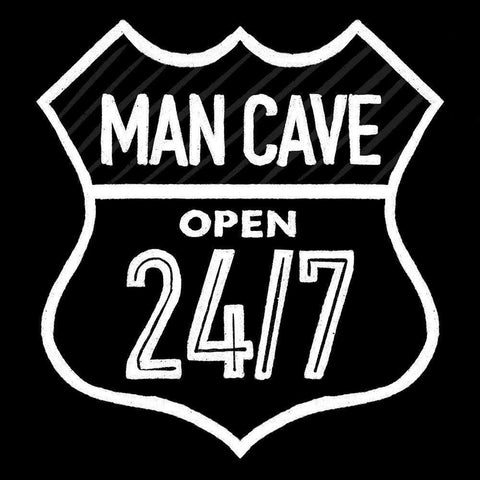 Open Man Cave Black Modern Wood Framed Art Print by Villa, Mlli