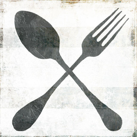 Eating Utensils Gold Ornate Wood Framed Art Print with Double Matting by Villa, Milli