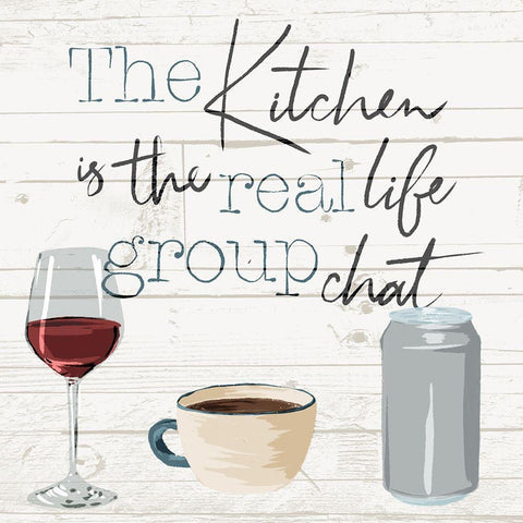 Kitchen Group Chat Black Modern Wood Framed Art Print by Villa, Milli