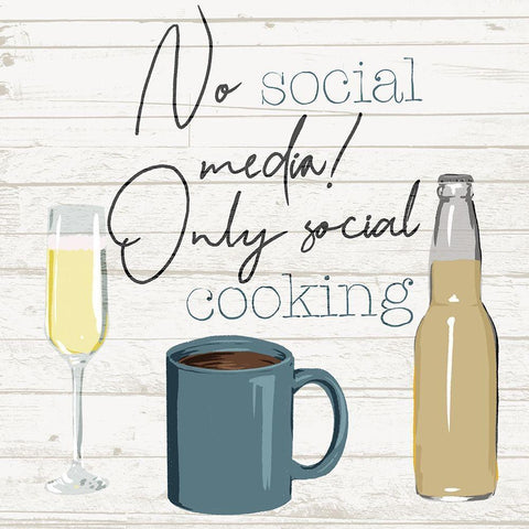 No Social Media Black Modern Wood Framed Art Print by Villa, Milli