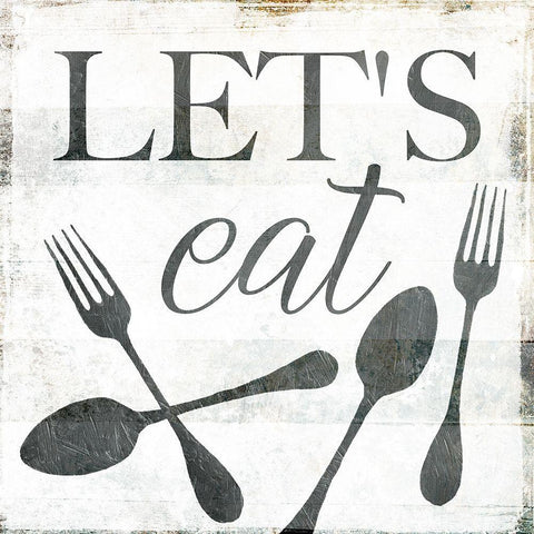 Lets Eat Black Ornate Wood Framed Art Print with Double Matting by Villa, Milli