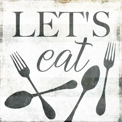 Lets Eat Black Modern Wood Framed Art Print by Villa, Milli