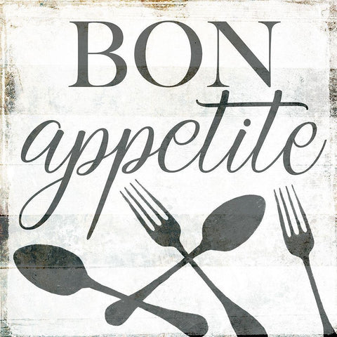 Bon Appetite Black Modern Wood Framed Art Print with Double Matting by Villa, Milli