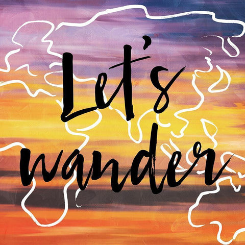 Lets Wander Black Ornate Wood Framed Art Print with Double Matting by Villa, Milli