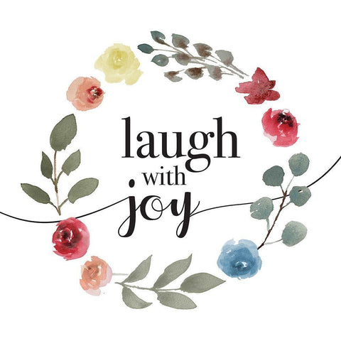Laugh With Joy White Modern Wood Framed Art Print with Double Matting by Villa, Milli