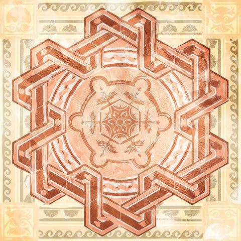 Medallion Plate Boho Style Mate White Modern Wood Framed Art Print with Double Matting by Villa, Milli