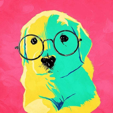 Puppy Eyes White Modern Wood Framed Art Print with Double Matting by Villa, Milli