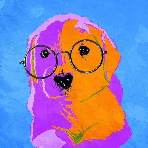 Puppy Eyes V2 Gold Ornate Wood Framed Art Print with Double Matting by Villa, Milli