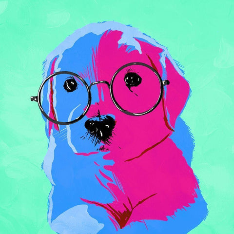 Puppy Eyes V3 White Modern Wood Framed Art Print with Double Matting by Villa, Milli