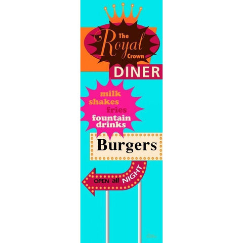 Diner Bright Black Modern Wood Framed Art Print by Windvand, Marilu