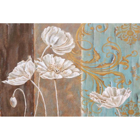 White Poppy and Queen Annes Lace I Black Modern Wood Framed Art Print with Double Matting by St. Jean, Nora