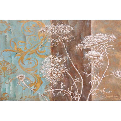 White Poppy and Queen Annes Lace II Gold Ornate Wood Framed Art Print with Double Matting by St. Jean, Nora