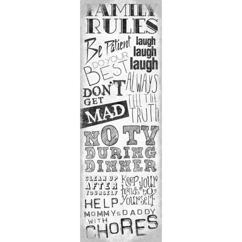 Family Rules White Modern Wood Framed Art Print by OnRei