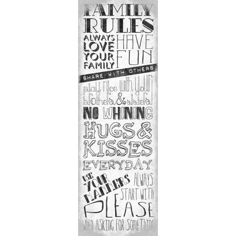 Family Rules Mate Black Modern Wood Framed Art Print with Double Matting by OnRei