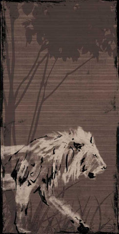 Lion White Modern Wood Framed Art Print with Double Matting by OnRei