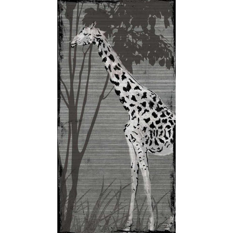 Grey Giraffe White Modern Wood Framed Art Print by OnRei