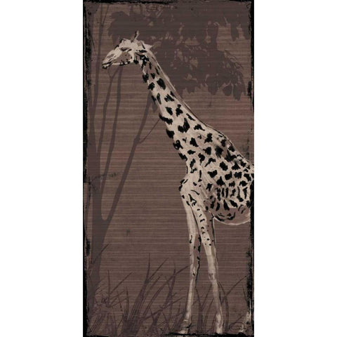 Giraffe Black Modern Wood Framed Art Print with Double Matting by OnRei