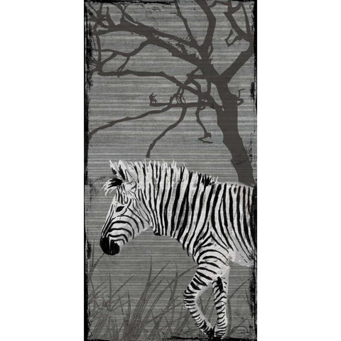 Grey Zebra Gold Ornate Wood Framed Art Print with Double Matting by OnRei