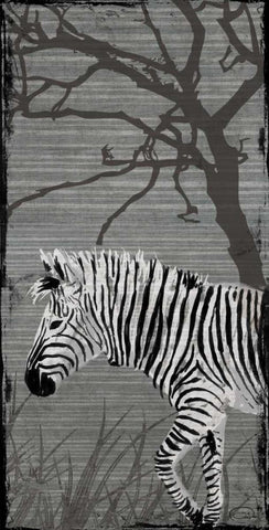 Grey Zebra Black Ornate Wood Framed Art Print with Double Matting by OnRei