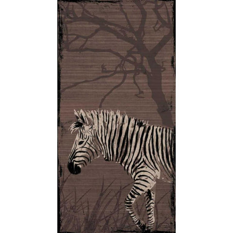 Zebra Gold Ornate Wood Framed Art Print with Double Matting by OnRei