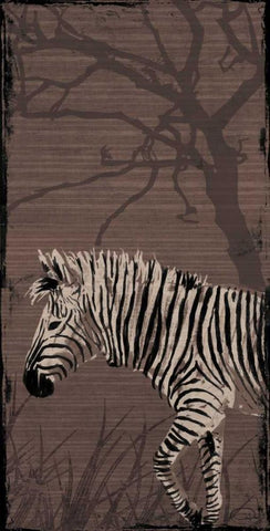 Zebra White Modern Wood Framed Art Print with Double Matting by OnRei