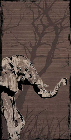 Elephant Black Ornate Wood Framed Art Print with Double Matting by OnRei