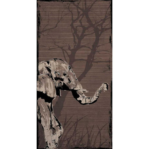 Elephant Gold Ornate Wood Framed Art Print with Double Matting by OnRei