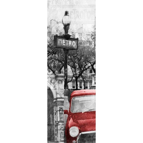 Paris Collage Mate White Modern Wood Framed Art Print by OnRei