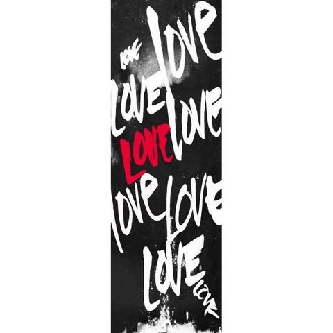 Love Letters Red Black Modern Wood Framed Art Print with Double Matting by OnRei