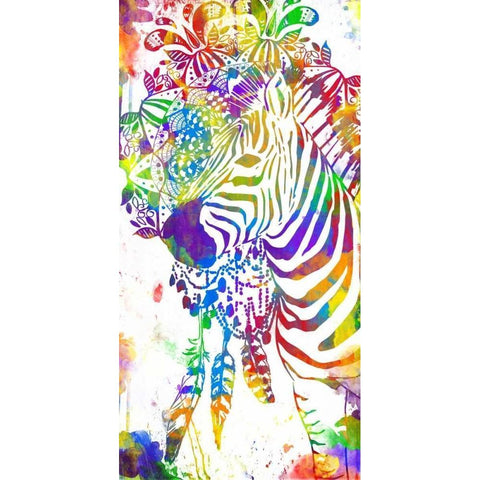 Colorful Zebra Mandala White Modern Wood Framed Art Print by OnRei