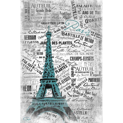 Eiffel White Modern Wood Framed Art Print by OnRei