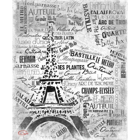 Eiffel NO PARIS White Modern Wood Framed Art Print by OnRei