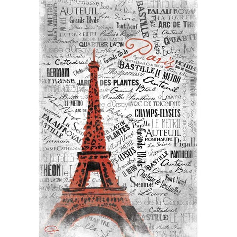 Eiffel C White Modern Wood Framed Art Print by OnRei