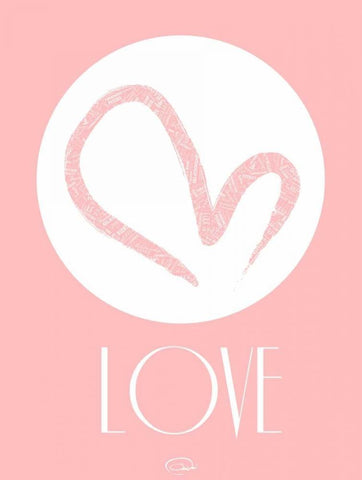 PINK LOVE White Modern Wood Framed Art Print with Double Matting by OnRei