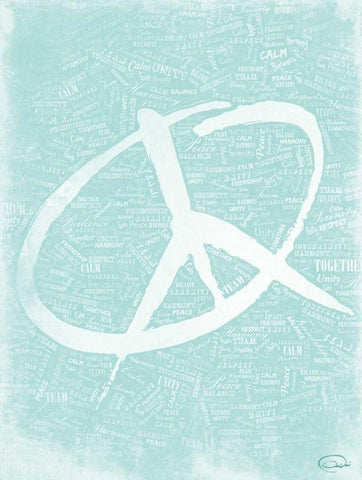 PEACE E White Modern Wood Framed Art Print with Double Matting by OnRei